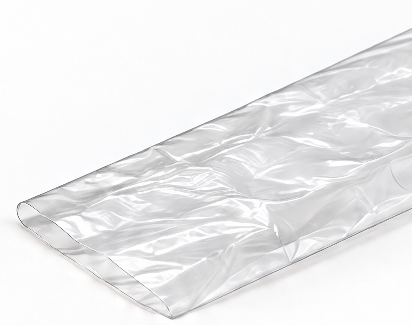 Detail of a transparent polyamide casing in layflat format